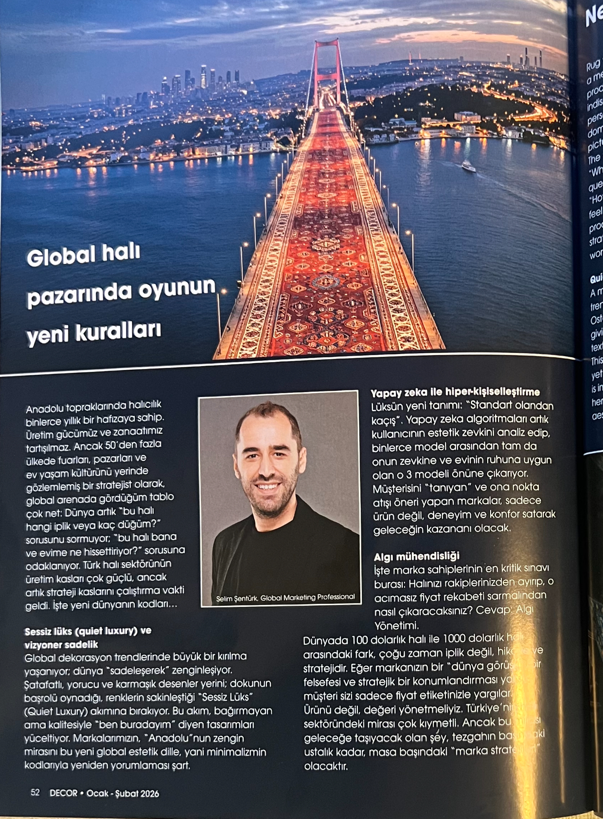 Selim Şentürk Decor Dergisi Röportajı - Global Pazarda Oyunun Yeni Kuralları
